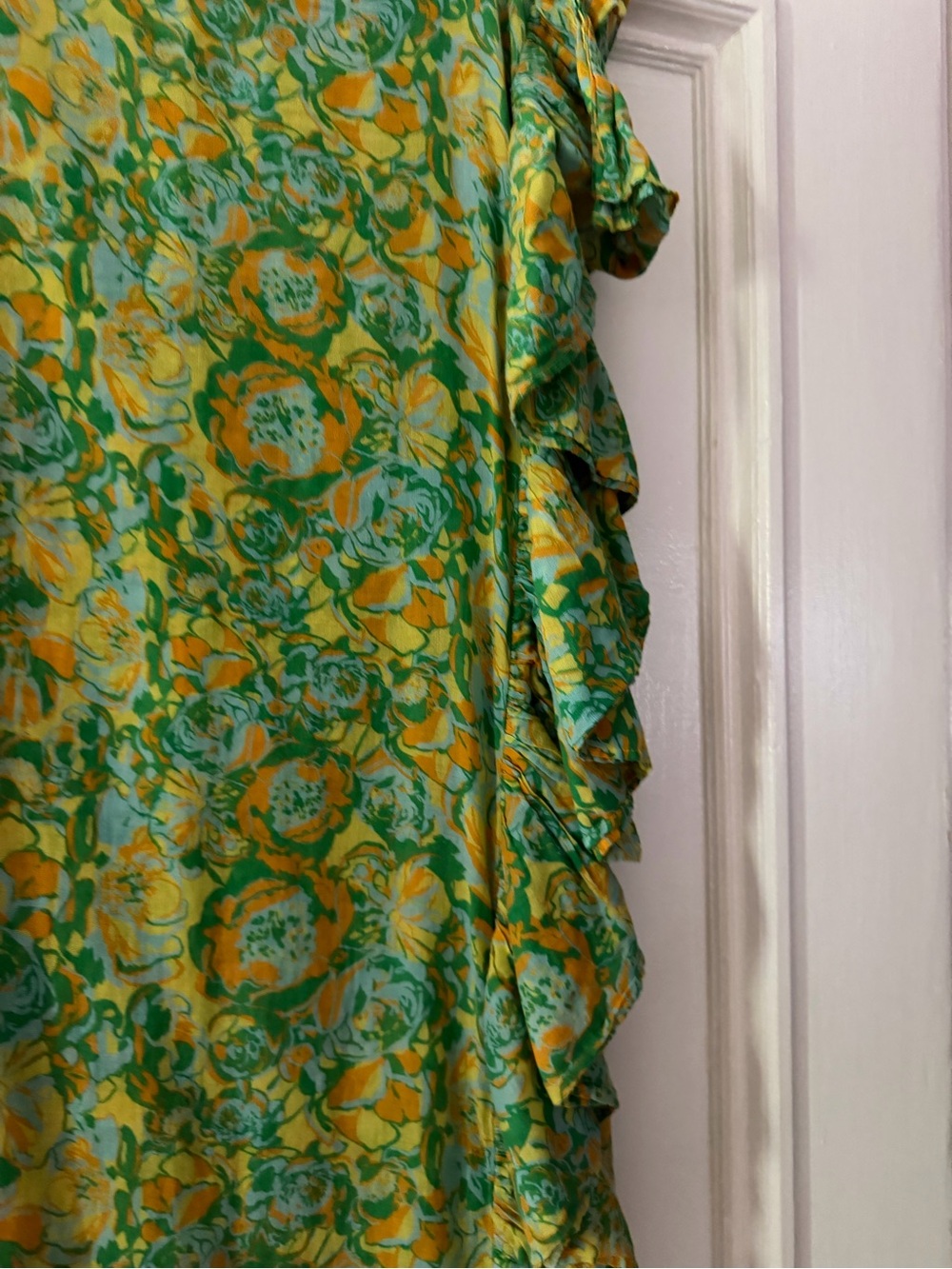 Coniglio Palm Beach “SET” Floral Cotton Gauze Ruffle Pareo Dress in Lime Green💚 - Picture 4 of 12